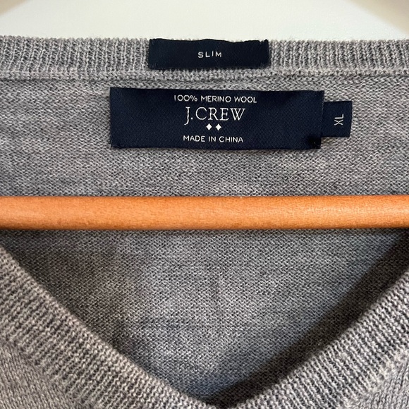 Men's Grey V-Neck Sweater - Picture 2 of 3